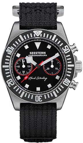 Sugess Seestern Seagull ST1901 Yacht Race Chronograph Saphir 1963, 41 mm, Schwarz, Schwarz , Armband