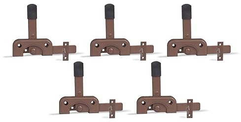 Alberts 821975 DURAVIS® Gartentorfalle | speziell für schmale Rahmenhölzer | rostbraun duplexbeschichtet | Platte 120 x 50 mm | 5er Set