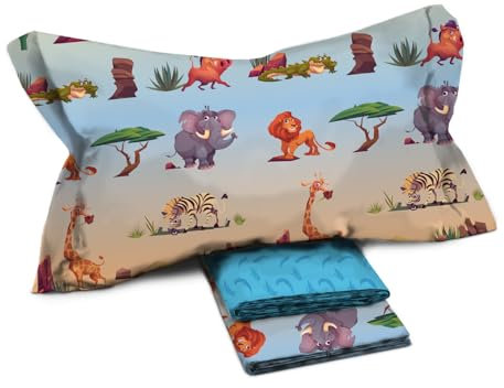 Novia - Completo di Lenzuola Letto Singolo per bambini e ragazzi - Linea Fantasy variante Jungle. Materiale 100% Cotone, confortevole e piacevole sulla pelle