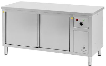 Royal Catering Armario Caliente de 160 x 70 x 85 cm Temperatura de 30 a 80 °C Acero Inoxidable (304) con Placa Reforzada Calentador de platos para catering Armario calefactado para banquetes