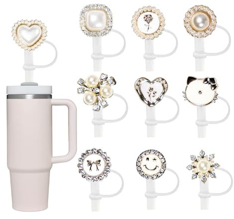 Strohhalm Abdeckung, Strohhalmabdeckungen Kappe für Stanley Cup Zubehör, 10 Stück Perle Strohhalm-Topper, 10 mm Strohhalme Wiederverwendbar für Stanley Tasse Frauen Mädchen Geschenke