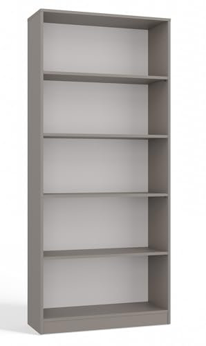 CDF Office Bücherregal R80 | Farbe: Lehm (grau) | Für Wohnzimmer, Büro, Arbeitszimmer | Modern | Regal für Bücher und Spielzeug | Ideal für Kinderzimmer, Teenager, Jugendzimmer