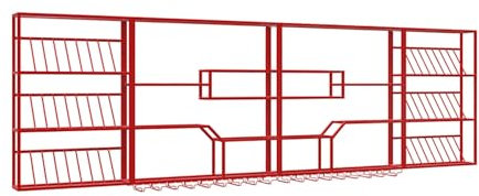 Estante para licor de barra de hierro rojo de estilo industrial moderno con soporte para copas de vino y estante de almacenamiento de botellas, ideal para bar, sala de estar, cafetería y restaurante,