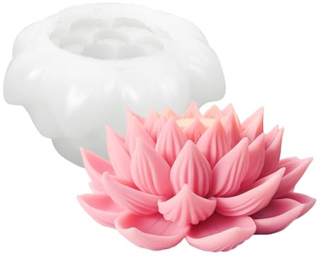Moules à bougies 3D Lotus pour couler, bougies en silicone, moules en silicone, moules pour bougies en silicone, moules à fleurs (Lotus A)