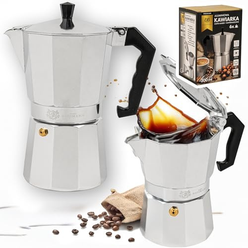 KARL HAUSMANN Espressokocher - 6 Tassen - 300ml - Espresso Maker - Silber Kaffeekocher für Gasherd - Mokkakanne - Espresso Kocher - Moka Pot - Espressokanne - Kaffeemaschine - Camping Kaffeemaschine