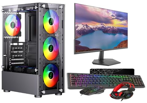 ASC Intel Core i7 Gaming Tower • GT730 2GB Graphics Card • 16GB RAM • 256GB SSD+1TB HDD • 500W 80+ PSU • Black 6 Fan RGB Gaming Case • WIFI • Windows 11 • 22 Monitor Bundle