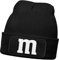 MoonWorks® Herren Beanie Patch Strickmütze mit Buchstabe M Aufdruck Fasching Karneval Lustig Mütze Männer Schwarz Unisize