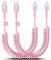 Coiled Pink iPhone Charger 3 FT 2-Pack Apple CarPlay Cable Car Accessories, [MFi Certified] Short USB to Lightning Cable, Cute iPhone Charger Cord for iphone 14 13 12 11 X 8 7 6 - Pink