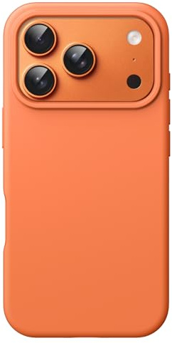 JETech Silikon Hülle für iPhone 17 Pro, Orange | Seidig Weiches Gefühl, Stoßschutz, Kratzfest, Mikrofaser-Innenfutter