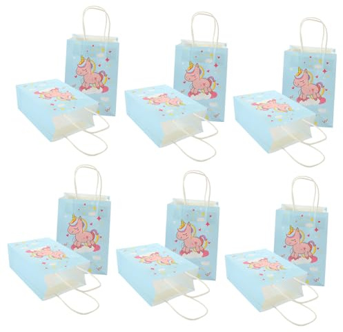 OFFSCH 12 Stück Teiliges Einhorn-geschenktüten mit Henkel Papiertüten für Geburtstag Kinderparty Shower Leichte Praktische Geschenkverpackung Multifunktionale Papiertragetaschen für