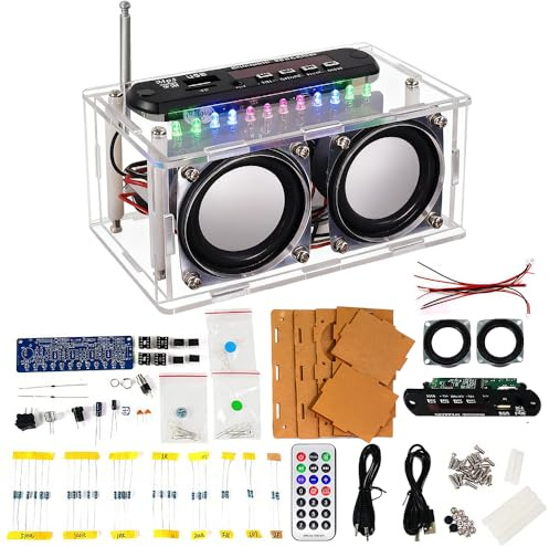 Afenau Kit Electronica, Kit de Electronica para Montar con Radio FM, Kit de Altavoz Bluetooth DIY con Led, Kit de Soldadura Electrónica DIY para Educación Escolar y Regalos de Cumpleaños
