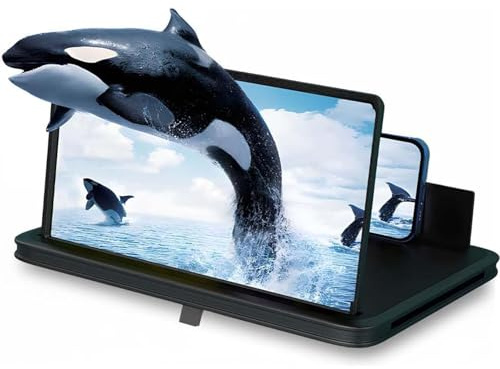 2026 3D Ultra HD Telefon Bildschirmlupe - Verwandeln Sie Ihr Handy in ein großes Kino! Faltbarer Bildschirmverstärker & Handy-Projektor für Smartphone/iPhone (Schwarz, 12 Zoll)