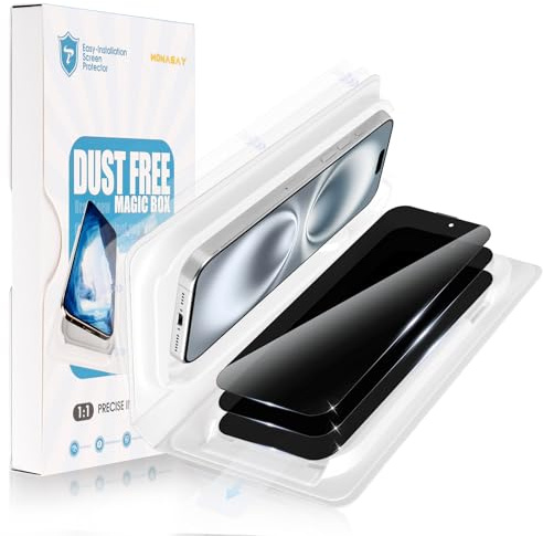 MONASAY iPhone 16 6.1 inch Privacy Screen Protector, 3-piece | Bring one piece of dust-free installation tool,X-Silk coating technology, True 25°Anti Spy,No Bubbles No Dust