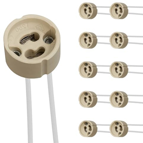 Maxled, Light is Led! 10 Stycken GU10 Fattning 12cm Silikonströmkabel 0.5mm² Keramisk Sockel för LED Glödlampa Halogen Värmetålighet Upp Till 300 ℃ 4A 250V Lampfattning