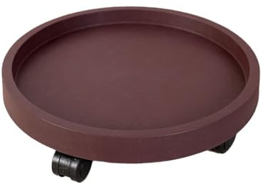Grand déménagement de pot de fleurs en résine avec roulettes, base ronde de 400 mm pour pots lourds d'intérieur et d'extérieur, plateau mobile avec protection contre le drainage
