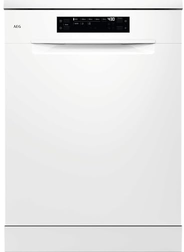 AEG 6000 Series Freestanding Dishwasher GF6100C2SNW, AirDry Technology, SatelliteClean Spray Arm, SmartSelect Display, ExtraHygiene 69°C, 8 Programs, 44 dB, 850x598x622 mm, Energy Class B, White