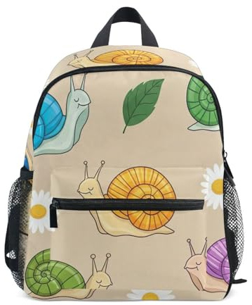GAIREG Rucksack für Kleinkinder, Motiv: bunte Schnecken, für Mädchen, Jungen, Kinder, mit Namensschild, kleine Reisetasche, Beige, Bunte Schnecken, beige, 3-5 Years