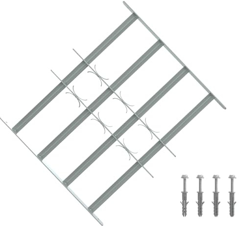 Ordellia Griglia di Sicurezza per Finestra in Acciaio Galvanizzato Regolabile da 430 a 740 mm, 3 Pezzi, Montaggio Orizzontale, per Telaio Finestra, Finestre basculante, Finestra della cantina e