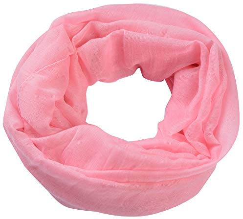 Miobo Loop Schal Crinkle Schal Halstuch Unifarbe 70 x 180cm Frühling Sommer Herbst Rund Rosa