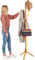 ZOBER Premium Garderobe aus Holz, freistehend, mit 6 Haken lackiertem Kiefernholz, Tree Garderobenständer für Mäntel, Hüte, Schals, Kleidung, und Handtaschen - Natur