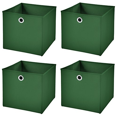 Stick&Shine 4x Aufbewahrungs Korb Dunkelgrün Faltbox 32 x 32 x 32 cm Regalkorb faltbar