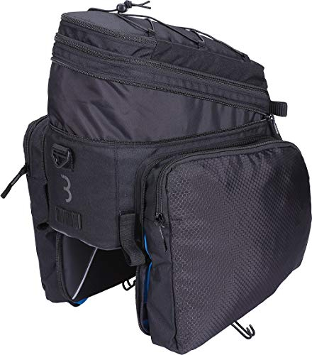 BBB Cycling Unisex-Adult BSB-133 Fahrradtasche TrunckPack|Fahrrad Gepäckträger mit Doppeltasche|Reflektierende Elemente|4 Klettverschlüsse|großzügiger Gepäckraum, schwarz, 30000 cm3