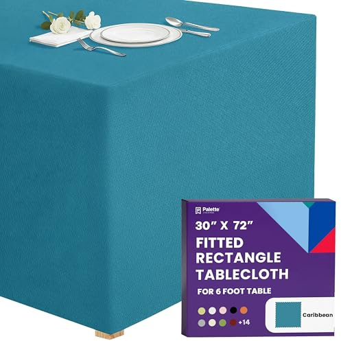 Gee Di Moda Fitted Tablecloth - 72 x 30 Inch Caribbean Fitted Tablecloth for Rectangle Table - Heavy Duty Washable Fabric - for Buffet Table Holiday Party Dinner & Wedding