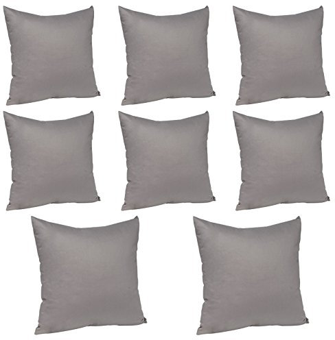 WOLTU® 8X Kissenbezug Kissenhülle 100% Baumwolle mit Reissverschluss, 8er Set Sofakissen Dekokissen Kopfkissen Hülle Bezüge Bezug, 40x40 cm, Dunkel Grau