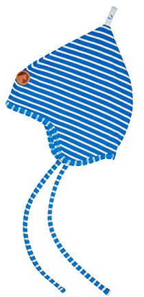 Finkid Popili Gestreift - Leichte vielseitige Kinder Baumwoll-Jersey Mütze, Größe 46 - Farbe Blue - Offwhite