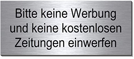 3 Stk. Keine Werbung, Keine kostenlosen Zeitungen, Briefkasten-Schild- Aluminium Edelstahloptik 60 x 25 mm selbstklebend (3 Stk.)