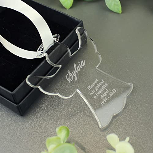 Custom Memorial Angel Tree Bauble Acrylic Decoration Xmas Ornament Festive Personalised Message