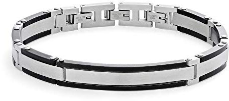 XENOX X4110 Herren Armband Edelstahl Silber schwarz 22,5 cm
