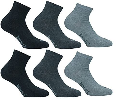 Lonsdale Quarter 6 Paia di calzini sopra la caviglia, ottima qualità di cotone (Grigio Mix, 43-46)