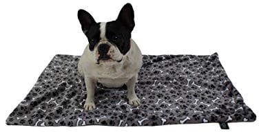 Made in Germany Hundedecke, Knochen Anthrazit, 95 x 135cm für kleine & große Hunde I Flauschige Hunde Sommerdecke, waschbar, trocknergeeignet
