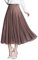 Damen Tüllrock Midi Faltenrock 78cm Länge Hoher Bund Schick Rock Elastisch Taille Drapiert Stoff, Braun