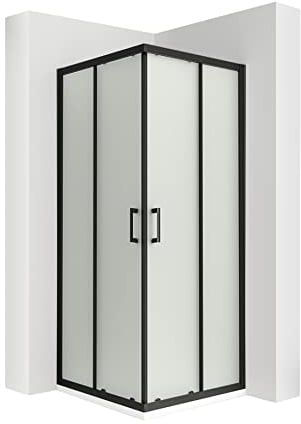 MOG Duschkabine mit Schiebetüren 75x90 cm Höhe: 190 cm Eckdusche mit Rollensystem aus 6mm satiniertem ESG Glas DK79 - alle Grössen