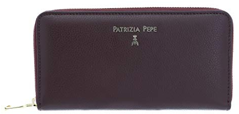 Patrizia Pepe - Damen Geldbörse, Kalbsleder, Moiré Innenfutter, Reißverschluss, Klassisch mit modernem Element, Embossed Leather, 2 cm x 10 cm x 2 cm, Braun