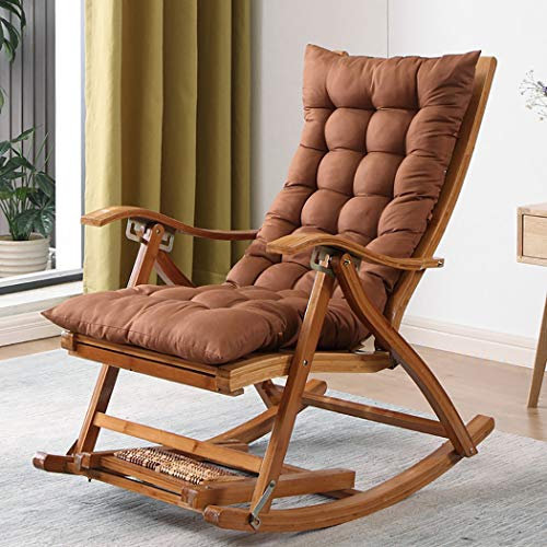 YXWJ Holz Liegestuhl Liege Bambus Robust Komfortable Schaukelstuhl Ergonomisches Design Chaiselongue Liege Garten mit hoher Rückenlehne Faltbarer Garten im Freien
