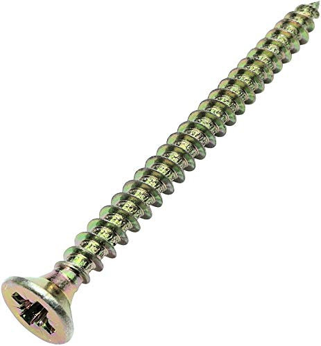 Aerzetix - C45157 - Lot de 100 - Vis à Bois - Ø3.5x45mm - en Acier Laitonné Métal - Tête Fraisée - à Empreinte Cruciforme Pozidriv - Couleur Laitonné
