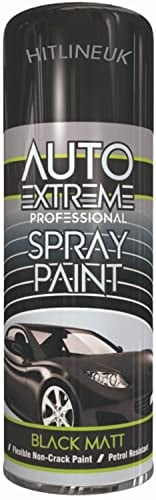 HitlineUK Black Matt Spray Paint, 400ml, For Metal, Wood & Plastic, Interior & Exterior
