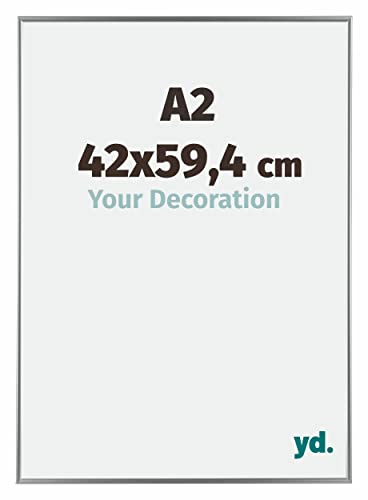 Your Decoration - Bilderrahmen DIN A2 42x59,4 cm - Silber Hochglanz - Bilderrahmen aus Kunststoff mit Acrylglas - Antireflex - DIN A2 42x59,4 Rahmen - Evry