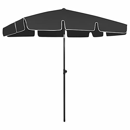 Tidyard Parasol de Plage Inclinable Parasol de Jardin Noir 200x125 cm
