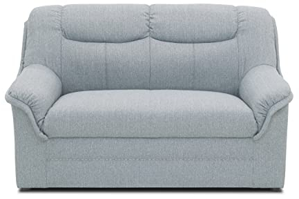 DOMO. collection Sofa Berlin, klassisches 2er Sofa, Polstergarnitur mit hochwertigem Federkern, 2 Sitzer 143 x 90 x 89 cm (BxTxH), silber