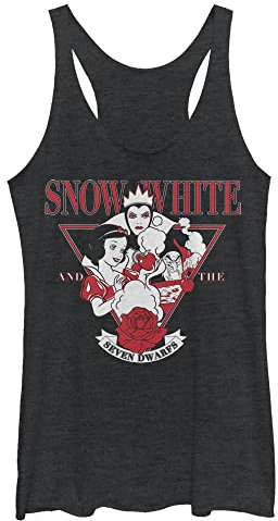 Disney Snow White Evil Queen Edgy Rose Juniors Tri Blend Tank, Black Heather, Medium