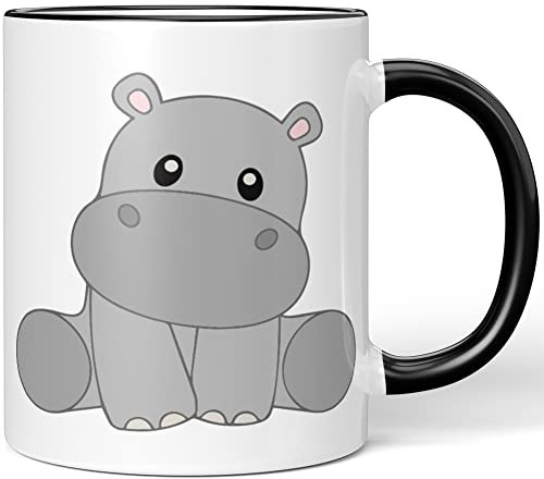 JUNIWORDS Tasse, Nilpferd, Wähle Farbe, Schwarz