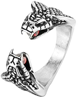 Stfery Siegelring Für Männer, Ringe Männer Schlange Hochzeitsringe Vintage zum Valentinstag Silber, 60 (19.1)