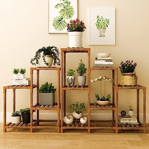 Soporte para Plantas de Interior y Exterior - Soporte para Plantas de Múltiples Niveles, Estante Organizador de Plantas de Madera, Soporte para Macetas para Balcón, Jardín, Sala de Estar y Oficina