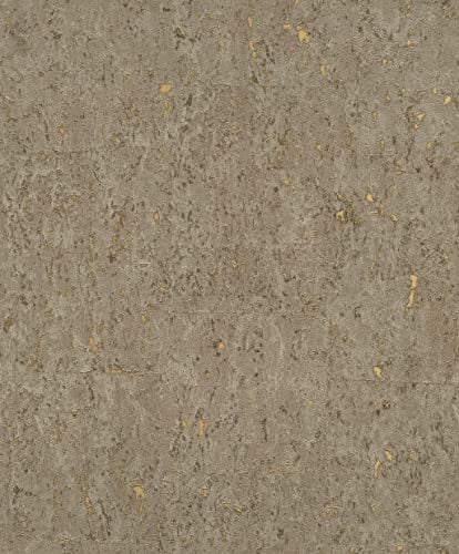 Rasch WTD 538342 Papier peint intissé doré avec aspect liège au design industriel de la collection Curiosity 10,05 m x 0,53 m