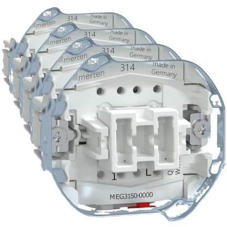 Schneider Electric Merten Taster-Einsatz, Schließer, Unterputz, 1-polig, 10A, Artikelnummer MEG3150-0000, 4 Stück