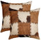 Kuhfell Wurfkissenbezüge 50x50 Satz von 2, Patchwork Kuhfell Druck Dekor Quadratische Kissenbezüge für Home Sofa Couch, Bauernhof Tier Kissenbezüge, Western Cowboy Bauernhof Kissenbezüge, Braun Weiß